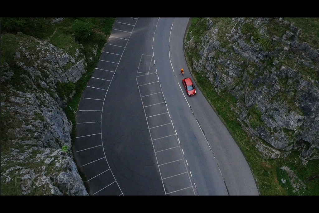 Peugeot and bike aerial photo